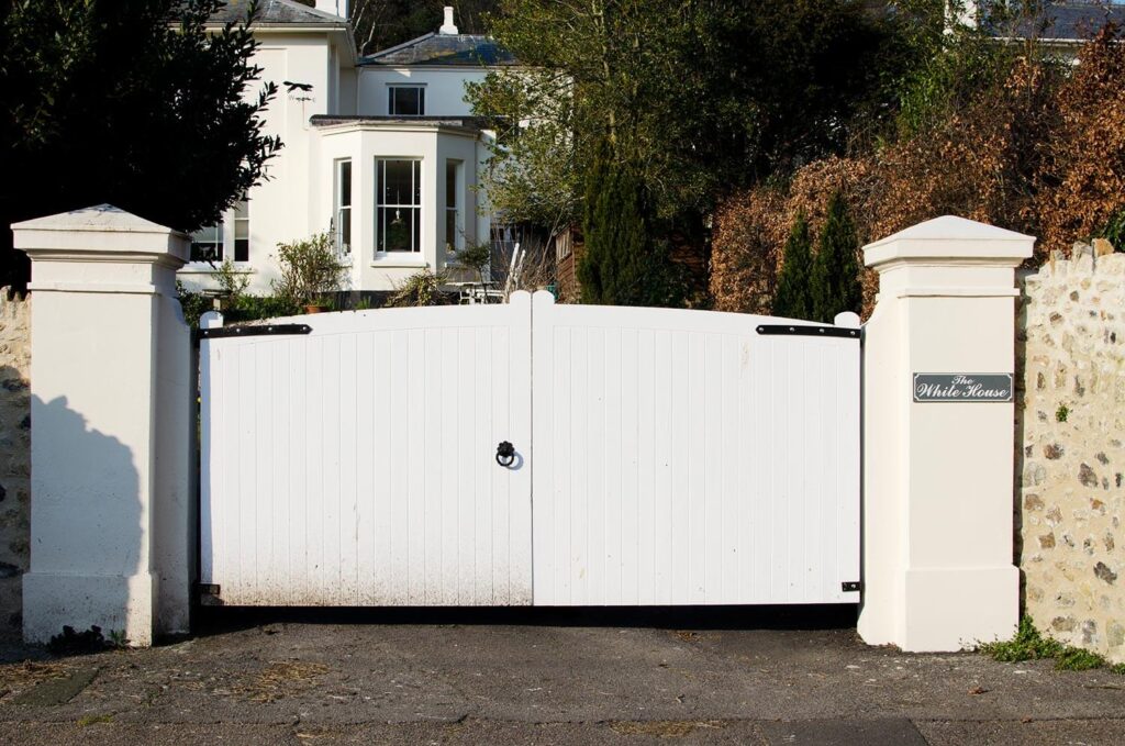 Double front gates and French doors for large house in Seaton Hole, East Devon